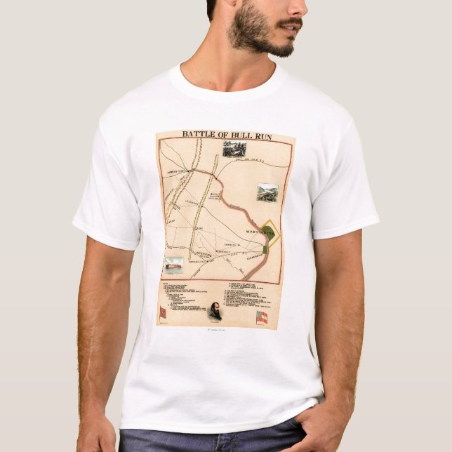 First Battle of Bull Run - Civil War Panoramic 2 T-Shirt (Front)