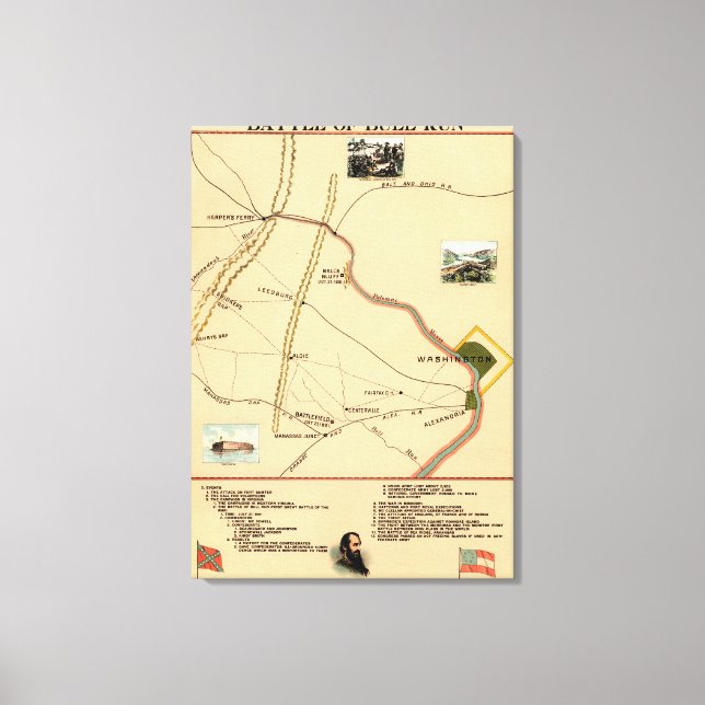 First Battle of Bull Run - Civil War Panoramic 3 Canvas Print (Front)