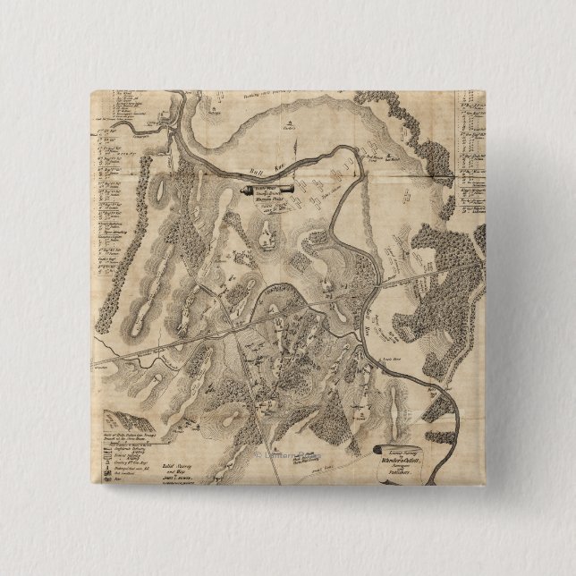 First Battle of Bull Run - Civil War Panoramic 4 2 Inch Square Button (Front)