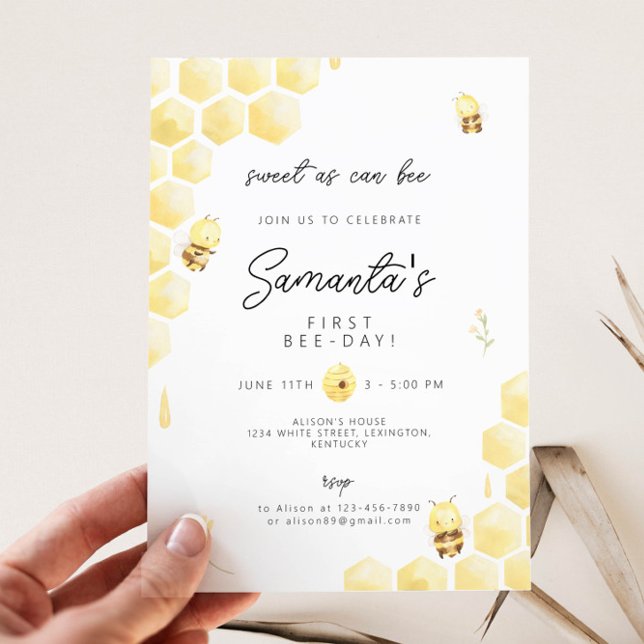 First Bee Birthday, our little honey is one Invitation (Creator Uploaded)