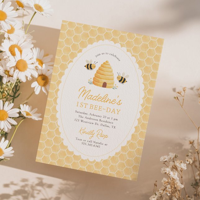First Bee Day 1st Birthday Invitation (Creator Uploaded)