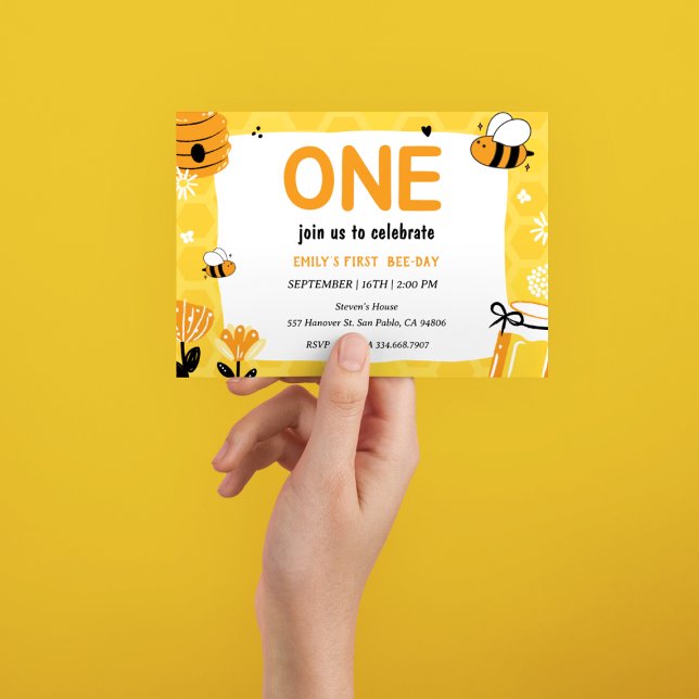 first bee day 1st birthday party Invitation (Creator Uploaded)
