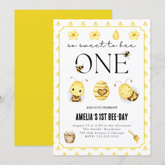 First bee-day, Bee 1st Birthday Invitation