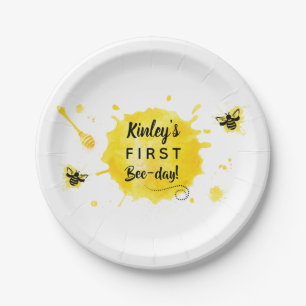 First bee-day birthday party honey bee paper plate
