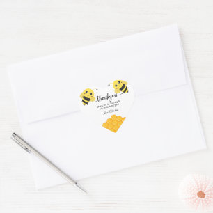 First Bee day, simple thank you Heart Sticker