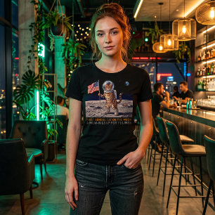 First Bengal Cat on the Moon - Retro Space Feline T-Shirt