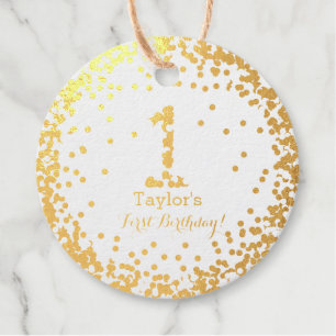 First Birthday 1st Birthday, Number one Fancy gold Favour Tags