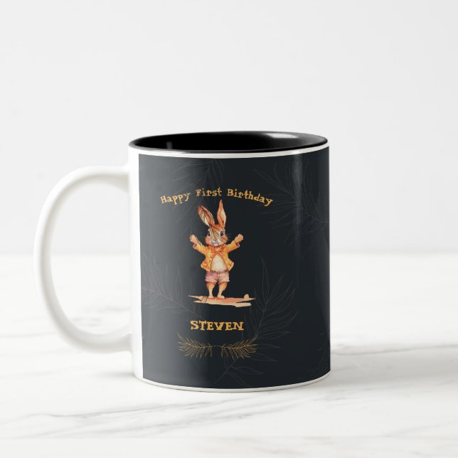 First Birthday animal Two-Tone Coffee Mug (Left)