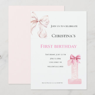 First Birthday baby girl Invitation