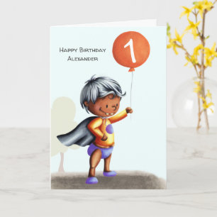 First Birthday Baby in Diapers Age Personalized Card