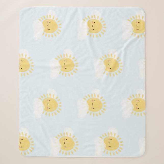First Birthday Baby Shower Sunshine Cute Party Sherpa Blanket (Front)