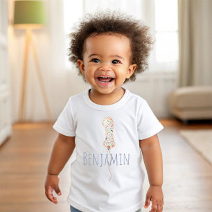 First Birthday Balloon Milestone Birthday Party Baby T-Shirt
