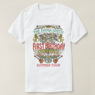First Birthday Band Retro 70s Concert Logo Custom T-Shirt