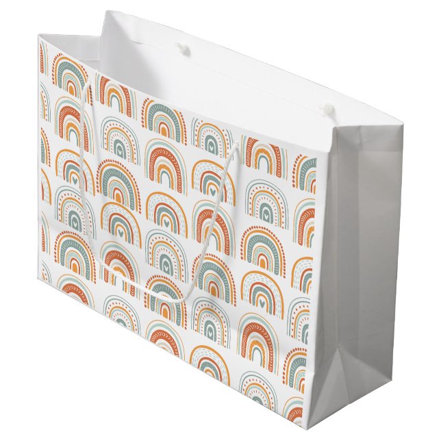 First Birthday Boho Rainbow MR Onederful Large Gift Bag (Front Angled)