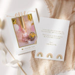 First Birthday Boho Rainbow Pink Gold Photo Thank You Card<br><div class="desc">Thank all of your first birthday party guests with this adorable photo thank you card. This card features a pink and gold boho rainbow theme. Customize text on the front/back and add a photo to create a truly personalized first birthday thank you card. Visit my first birthday collection to view...</div>