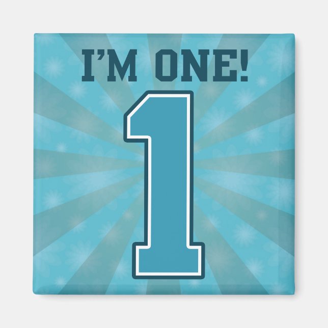 First Birthday Boy, I'm One, Big Blue Number 1 Magnet (Front)