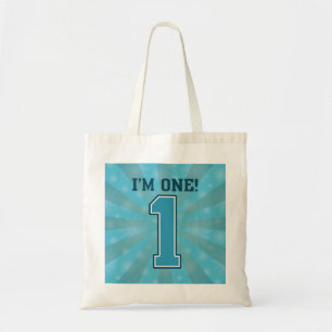 First Birthday Boy, I'm One, Big Blue Number 1 Tote Bag