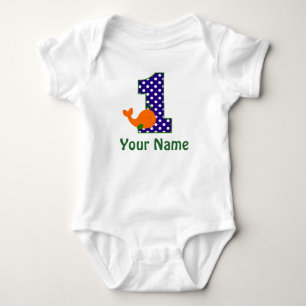 First Birthday Boy Whale Baby Bodysuit