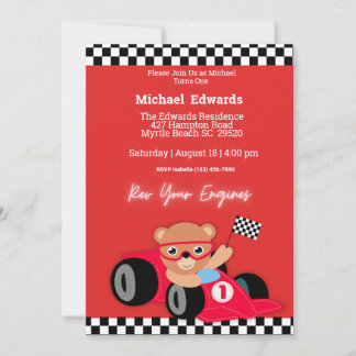 First Birthday Boys Race Car Invitations