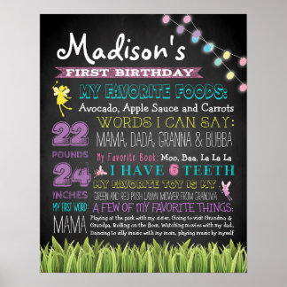 First Birthday Chalkboard Sign "Fairies" 16x20