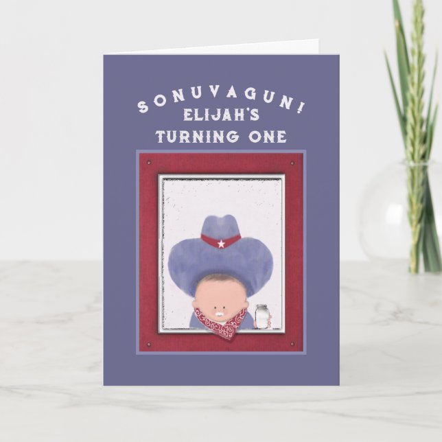 First Birthday Cowboy Card (Front)