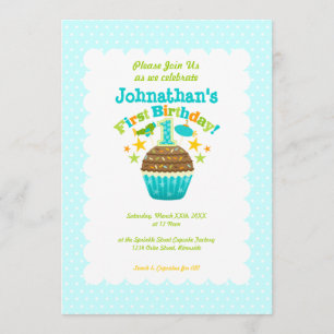 First Birthday Cupcake (Boys) Invitation
