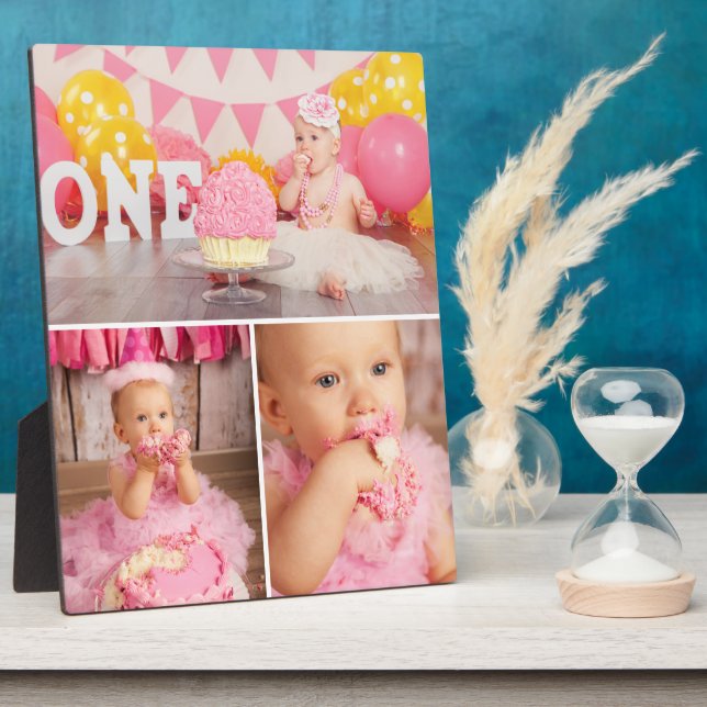 First Birthday Custom Photo Collage Plaque (Side)
