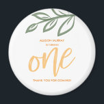 First Birthday Cute Doodle Paint Leaves Magnet<br><div class="desc">Get this cute first birthday magnet accented with doodle paint leaves. Customize it with your son or daughter's name.</div>