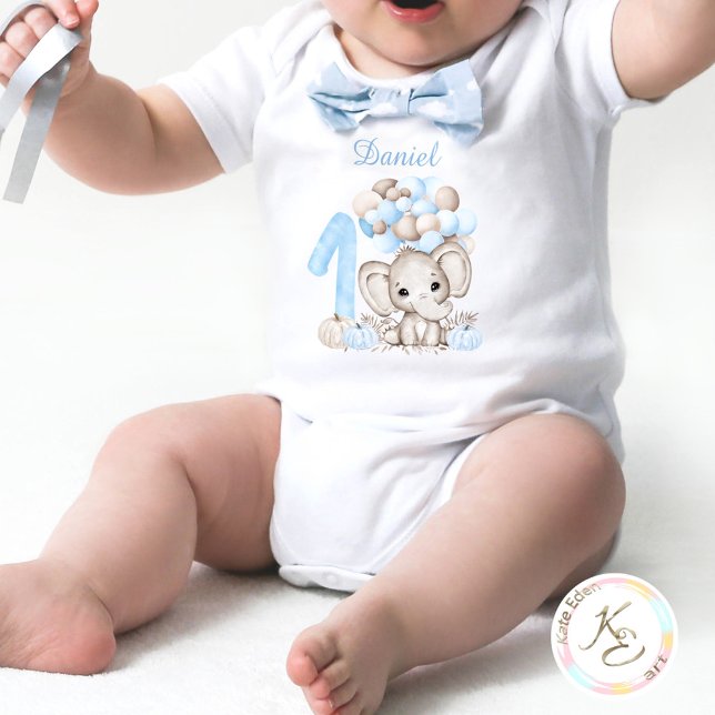 First Birthday Cute Elephant Fall Boy Bodysuit (Creator Uploaded)