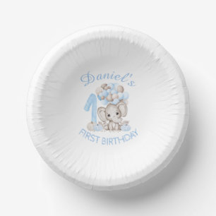First Birthday Cute Elephant Fall Boy Paper Bowls Paper Plate