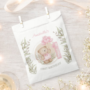 First Birthday Cute Teddy Bear Heart Balloons Favour Bag