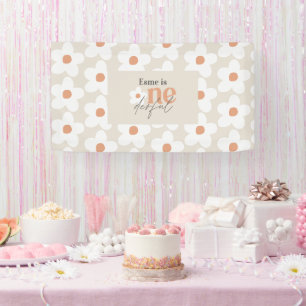First birthday daisy boho retro terracotta natural banner