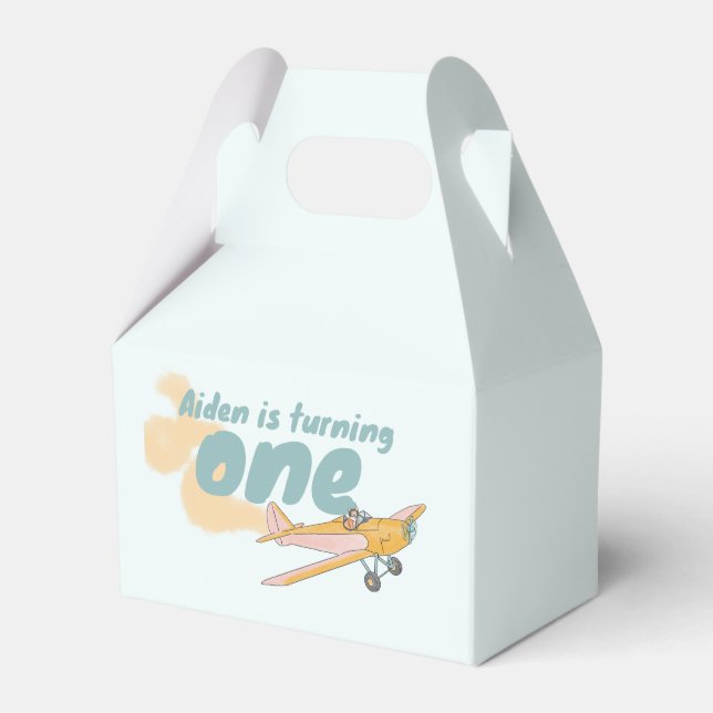 First Birthday, dog lover, plane lover  Favor Box (Front Side)