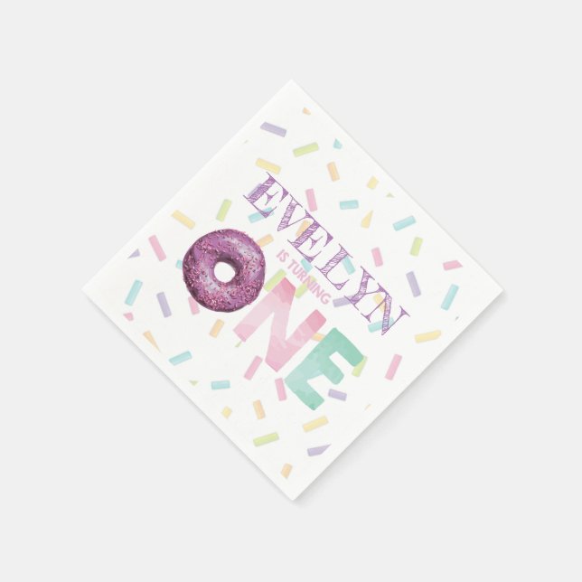First Birthday Doughnut Party Personalized Napkin (Corner)