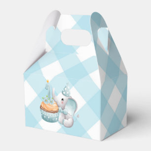 First Birthday Elephant Baby Boy Favor Box Blue 