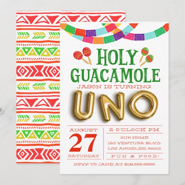 FIRST BIRTHDAY FIESTA INVITATION (Front/Back)