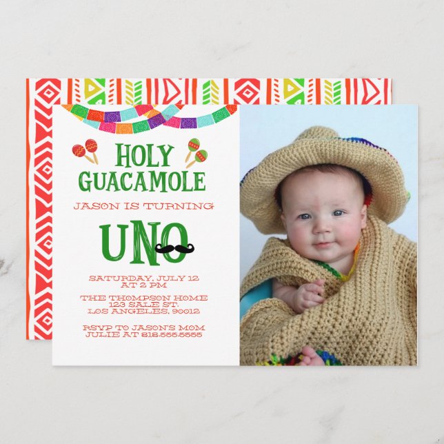 FIRST BIRTHDAY FIESTA - PHOTO INVITATION (Front/Back)