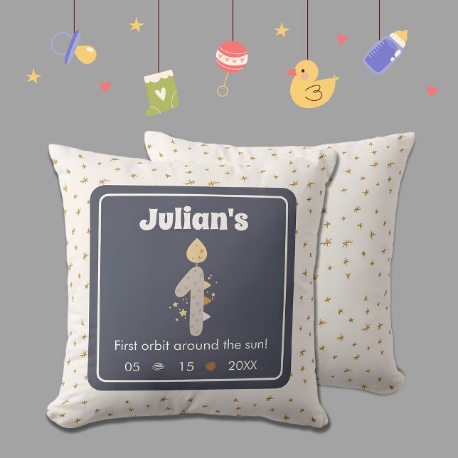 First Birthday, First orbit around the sun! Throw Pillow (Creator Uploaded)