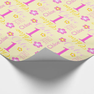 First birthday flower custom name gift wrap