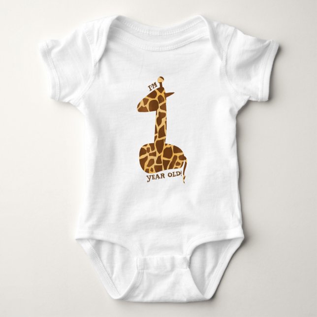 First Birthday Giraffe Baby Bodysuit (Front)
