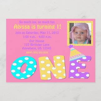 First Birthday Girl Pink Invitaiton Invitation