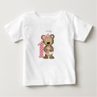 First Birthday Girl Teddy Bear with Doll T-Shirt