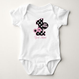 First Birthday Girls Pink Black Personalized Shirt