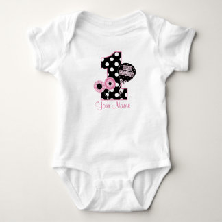 First Birthday Girls Pink Black Personalized Shirt