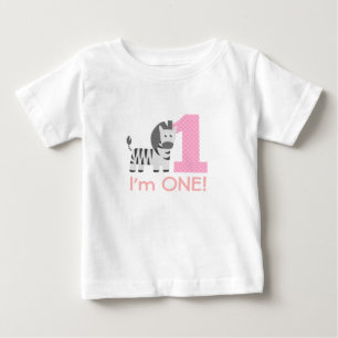 First Birthday, I'm One, Cute Zebra Baby T-Shirt