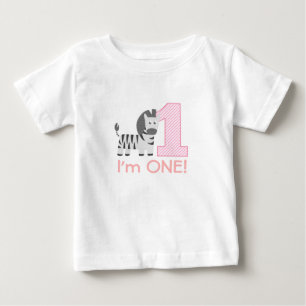 First Birthday, I'm One, Cute Zebra Baby T-Shirt