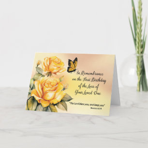 First Birthday In Remembrance Religious Rose Card
