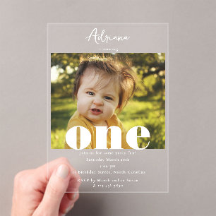 First Birthday Invitation 1st One Photo Script