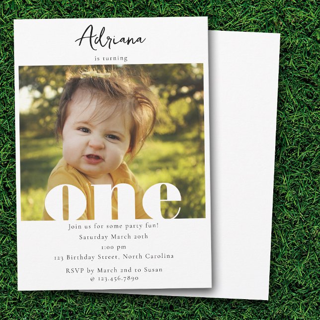 First Birthday Invitation 1st One Photo Script (First Birthday Invitation 1st One Photo Script)