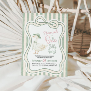First Birthday Invitation, Silly Goose Birthday Invitation